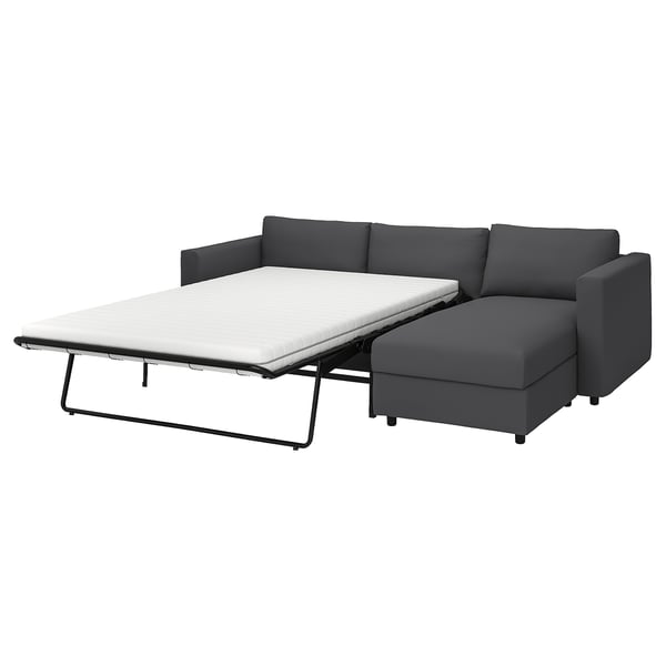 VIMLE Sleeper sofa with chaise, Hallarp gray