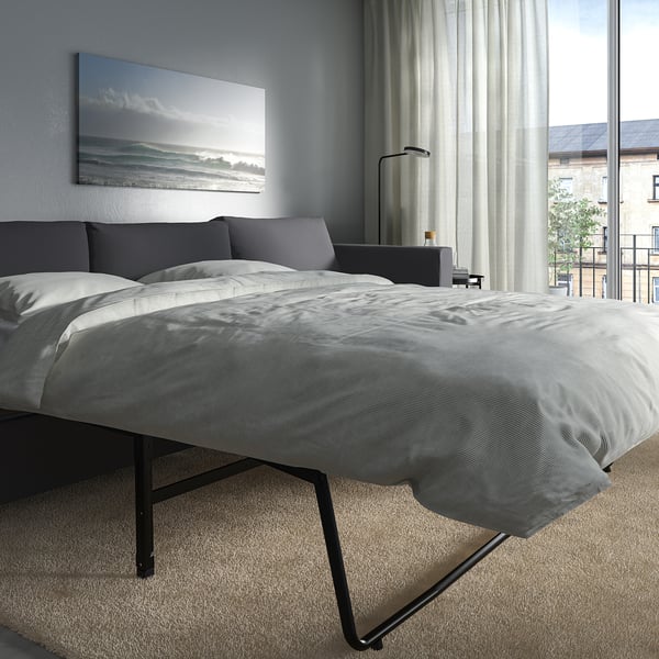 VIMLE Sleeper sofa with chaise, Hallarp gray