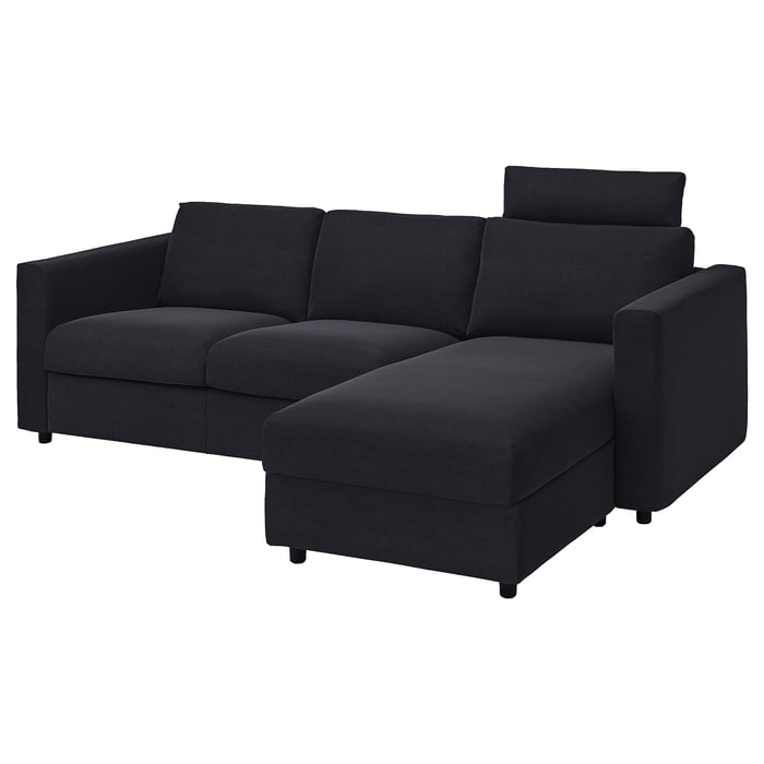 VIMLE sofa with chaise, with headrest Saxemara/blackblue IKEA