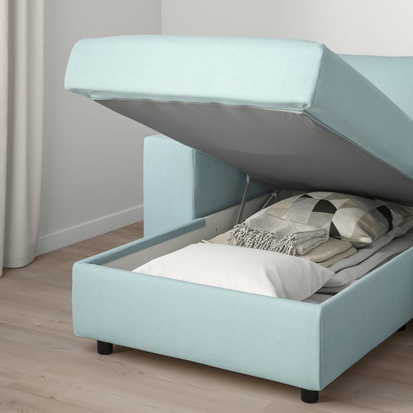 VIMLE Sofa with chaise, with wide armrests Saxemara/light blue