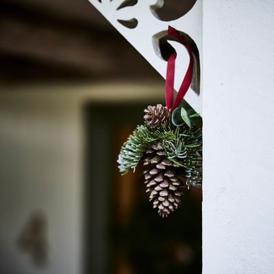VINTERFINT Artificial hanging decoration, indoor/outdoor/pine cone, 14 cm