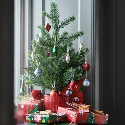 VINTERFINT Artificial potted plant, indoor/outdoor/christmas tree green, 12 cm