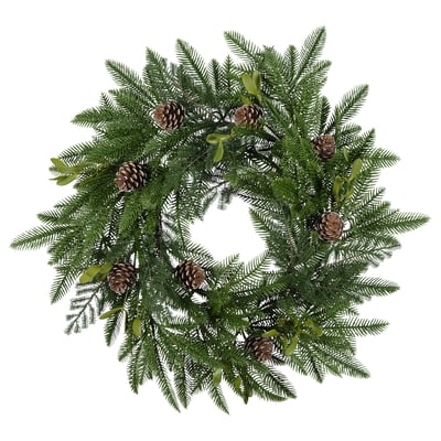 VINTERFINT Artificial wreath, indoor/outdoor/pine cone green, 60 cm