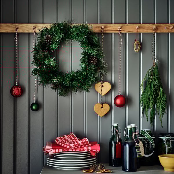 VINTERFINT Artificial wreath, indoor/outdoor pine cone, 45 cm