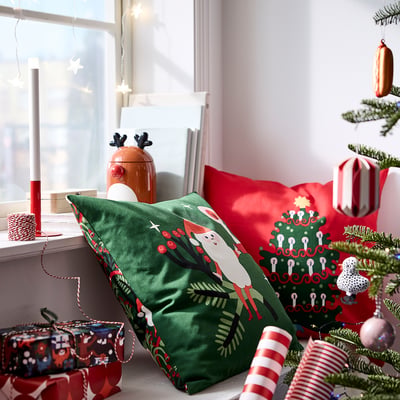VINTERFINT Cushion cover, christmas tree red, 50x50 cm