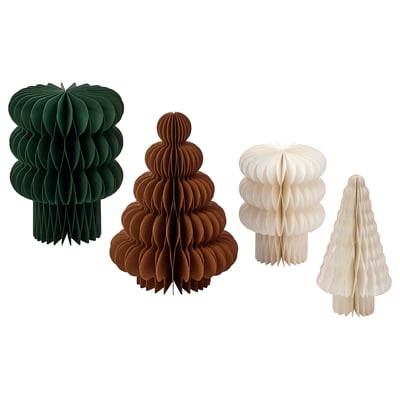 VINTERFINT Decoration, set of 4, tree-shaped/mixed colors