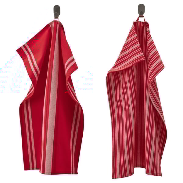 VINTERFINT Dish towel, mixed patterns red/white, 50x70 cm