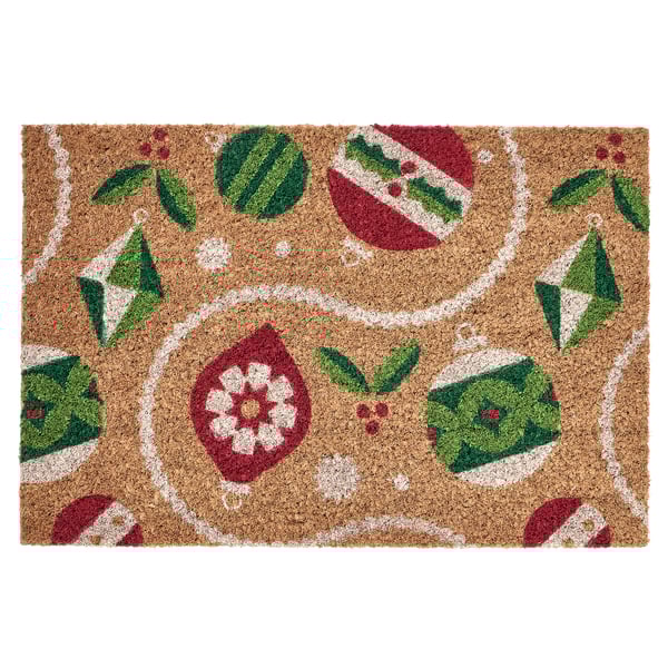 VINTERFINT Door mat, Christmas ornament patterned coir/multicolor, 40x60 cm