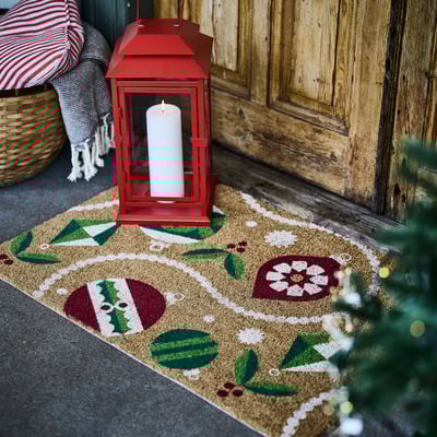 VINTERFINT Door mat, Christmas ornament patterned coir/multicolor, 60x90 cm