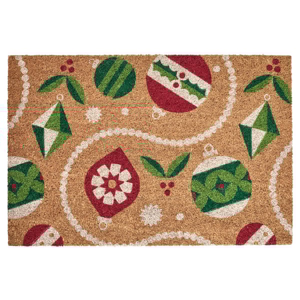 VINTERFINT Door mat, Christmas ornament patterned coir/multicolor, 60x90 cm