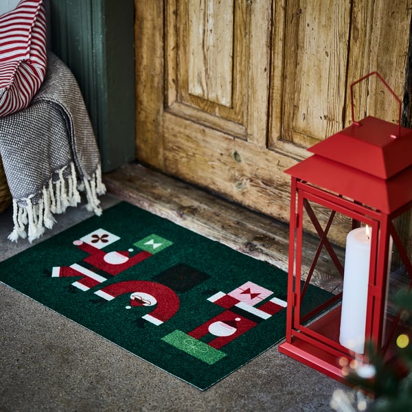 VINTERFINT Door mat, Santa Claus pattern green, 40x60 cm