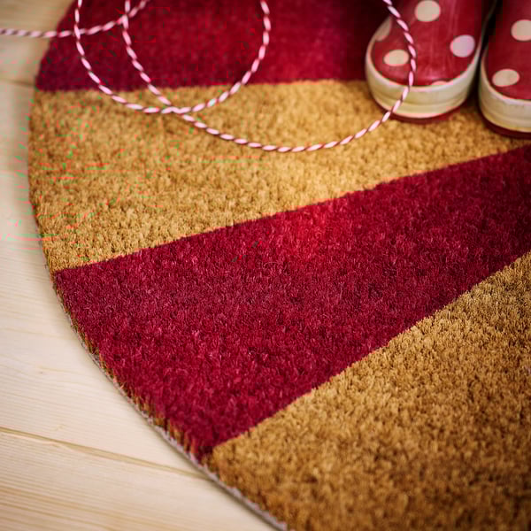 VINTERFINT Door mat, stripe coir/red, 50x90 cm