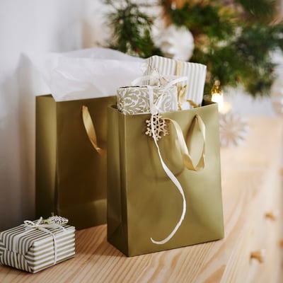 VINTERFINT Gift bag, gold, 20x26 cm