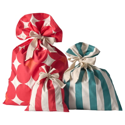 VINTERFINT Gift bag, set of 3, mixed colors/mixed patterns