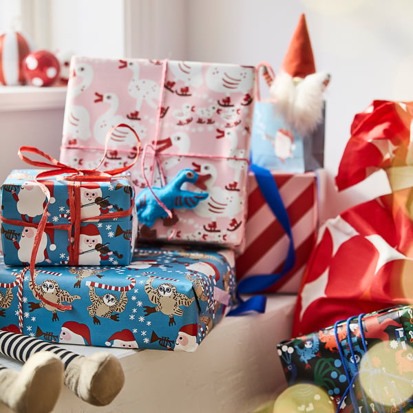 VINTERFINT Gift wrap, roll, Christmas pattern blue, 4x0.94 m/3.76 m²