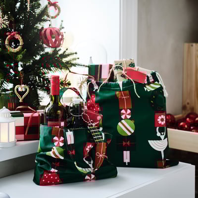 VINTERFINT Pre-cut fabric, christmas motifs green, 150x300 cm