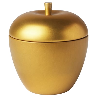 VINTERFINT Scented candle in metal cup, apple-shaped/Apple and cinnamon gold, 24 hr