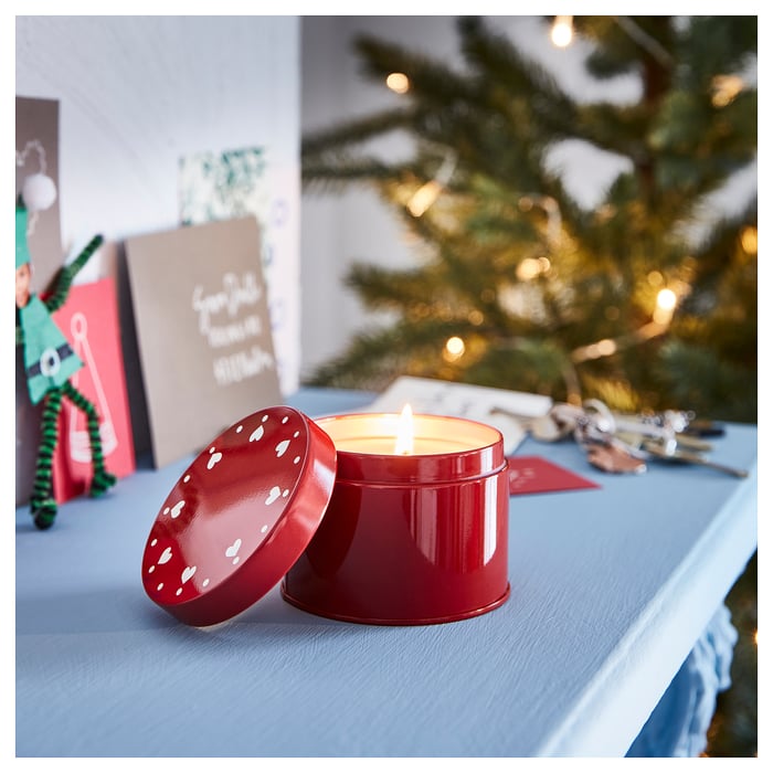 VINTERFINT Scented candle in metal cup, red, 20 hr IKEA