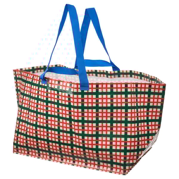VINTERFINT Shopping bag, large, check pattern multicolor, 55x37x35 cm/71 l