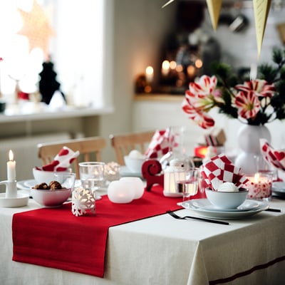 VINTERFINT Table runner, red, 35x130 cm