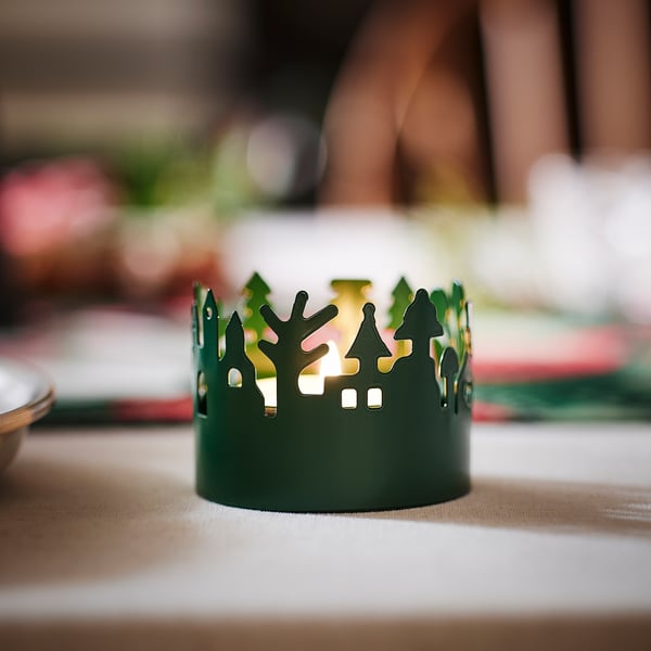 VINTERFINT Tealight holder, green, 6 cm