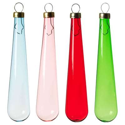 VINTERFINT Tree ornament, tear drop shape glass/mixed colors, 14 cm