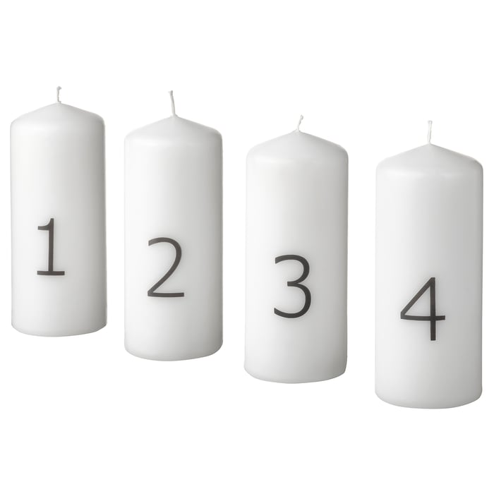 VINTERFINT Unscented pillar candle, white, 40 hr IKEA