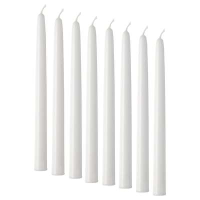 VINTERFINT Unscented taper candle, white, 25 cm