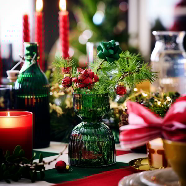 VINTERFINT Vase, dark green, 13 cm