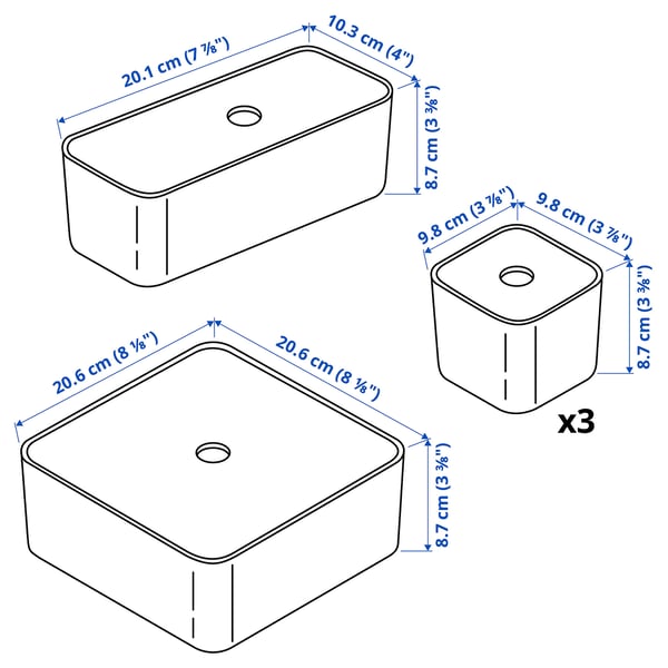 VISSLAÅN Box with lid, set of 5, gray