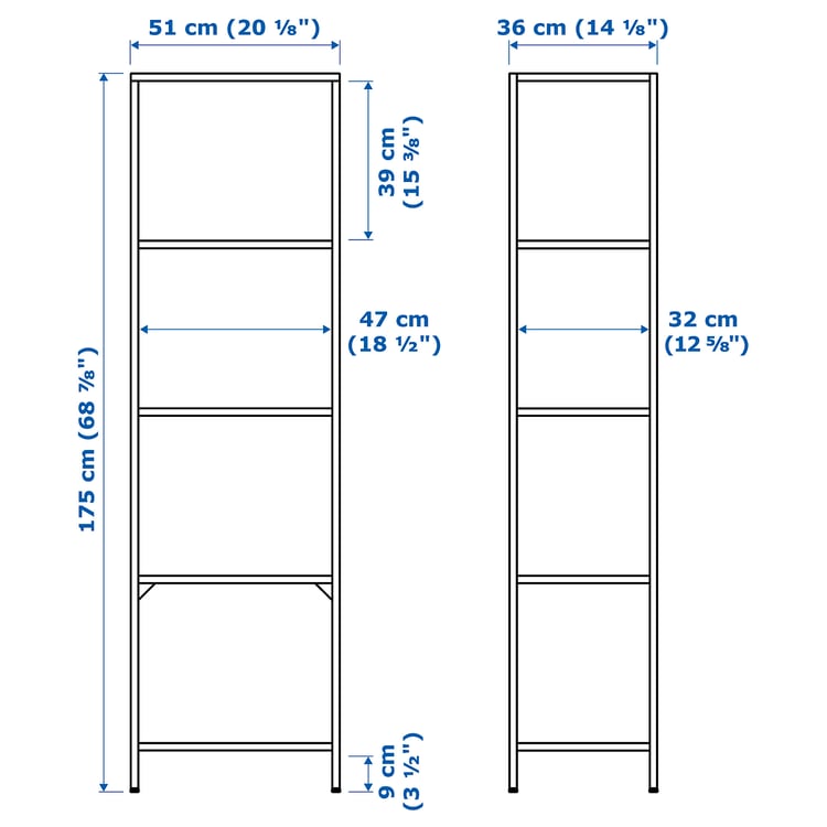 VITTSJÖ shelf unit, blackbrown/glass, 51x175 cm (201/8x687/8") IKEA