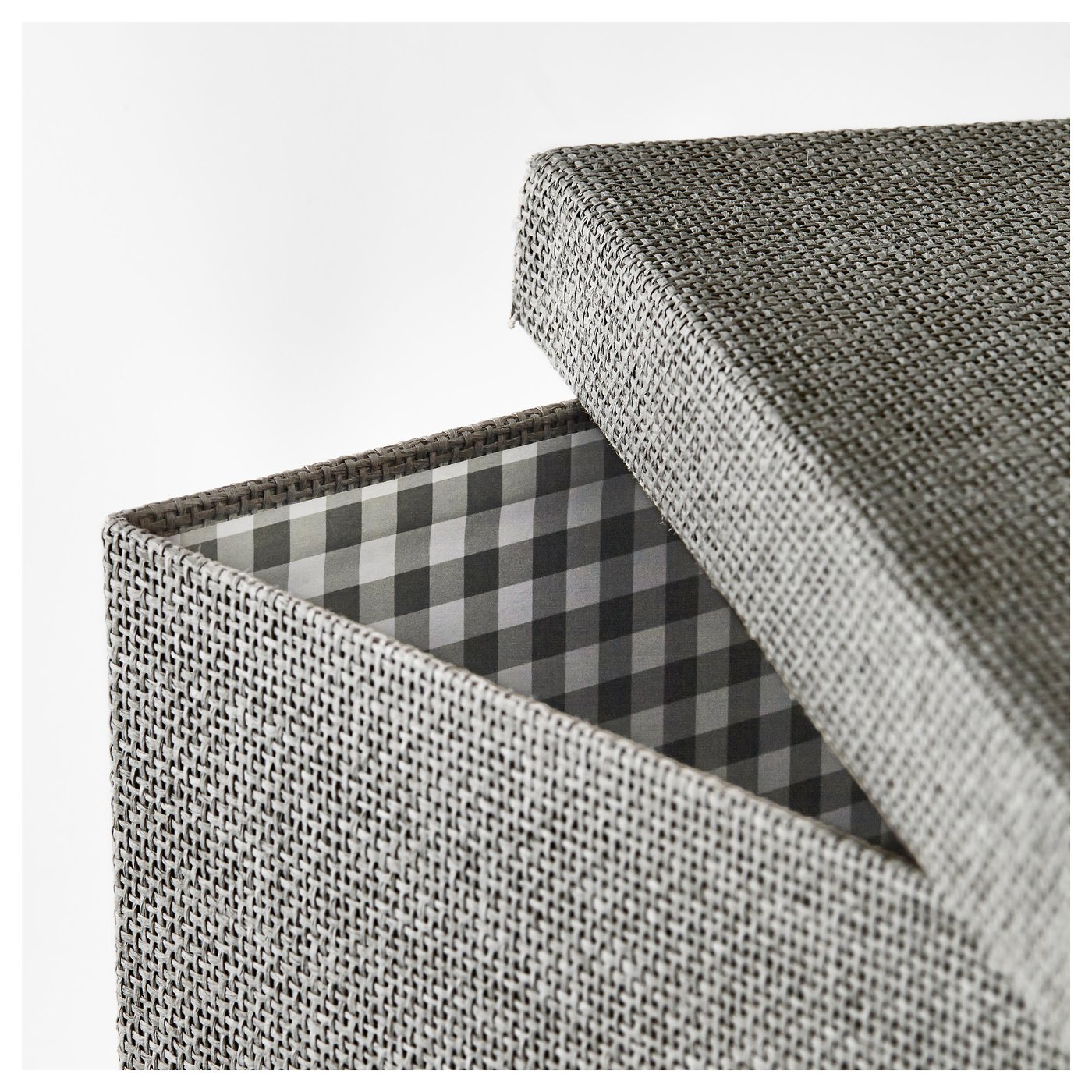 KVARNVIK クヴァルンヴィーク 収納ボックス ふた付き, グレー