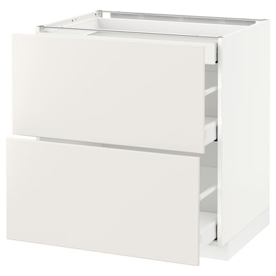 METOD メトード ベースキャビネット 引き出し前部2/引き出し3, ホワイト マキシメーラ/ヴェッディンゲ ホワイト, 80x60x80 cm