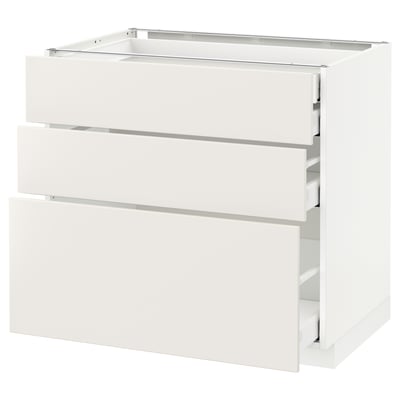 METOD メトード ベースキャビネット 引き出し前部3/引き出し4, ホワイト マキシメーラ/ヴェッディンゲ ホワイト, 90x60x80 cm