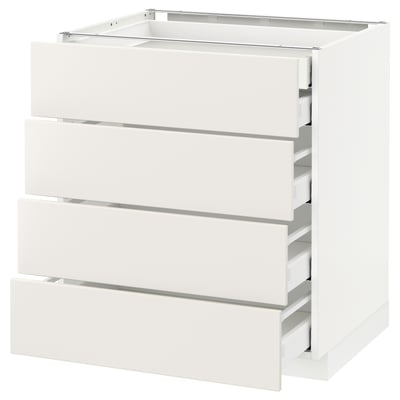 METOD メトード ベースキャビネット 引き出し前部4/引き出し低2/引き出し中3, ホワイト マキシメーラ/ヴェッディンゲ ホワイト, 75x60x80 cm