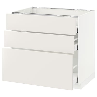 METOD メトード ベースキャビネット コンロ用/引き出し前部3/引き出し3, ホワイト マキシメーラ/ヴェッディンゲ ホワイト, 90x60x80 cm