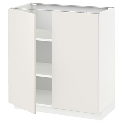 METOD メトード ベースキャビネット 棚板/扉2枚付き, ホワイト/ヴェッディンゲ ホワイト, 80x41x80 cm