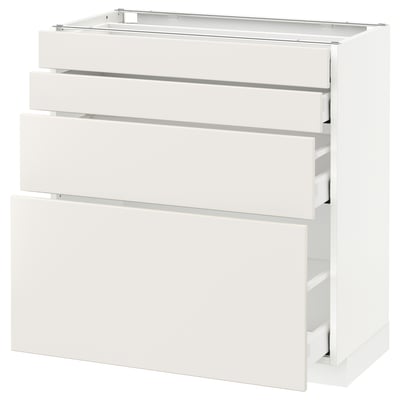 METOD メトード ベースキャビネット 引き出し前部4/引き出し4, ホワイト マキシメーラ/ヴェッディンゲ ホワイト, 80x41x80 cm