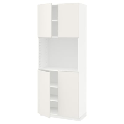 METOD メトード ハイキャビネット 棚板/扉4枚付き, ホワイト/ヴェッディンゲ ホワイト, 80x41x200 cm