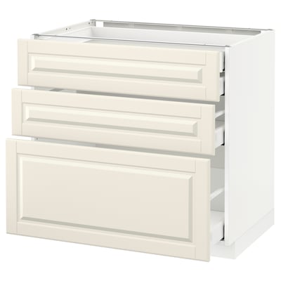 METOD メトード ベースキャビネット 引き出し前部3/引き出し4, ホワイト マキシメーラ/ボードビーン オフホワイト, 90x60x80 cm