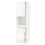 METOD メトード / MAXIMERA マキシメーラ ハイキャビネット 電子レンジ用 引き出し2個/扉2枚付き, ホワイト/リンガフルト ホワイト, 60x60x220 cm