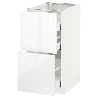 METOD メトード ベースキャビネット コンロ用/引き出し前部2/引き出し3, ホワイト マキシメーラ/リンガフルト ホワイト, 40x60x80 cm