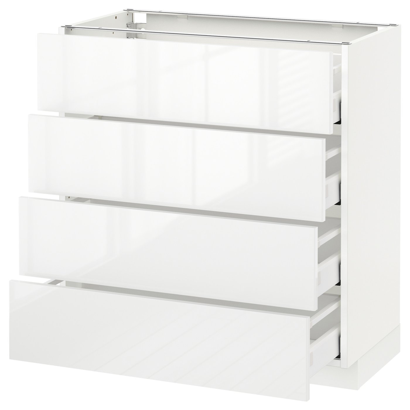 ホワイトキャビネット 4段引き出し付き METOD メトード ベースキャビネット 引き出し4段付, ホワイト