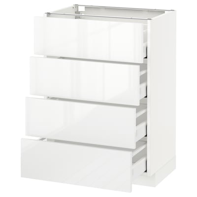 METOD メトード ベースキャビネット 引き出し4段付, ホワイト マキシメーラ/リンガフルト ホワイト, 60x41x80 cm