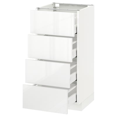 METOD メトード ベースキャビネット 引き出し4段付, ホワイト マキシメーラ/リンガフルト ホワイト, 40x41x80 cm