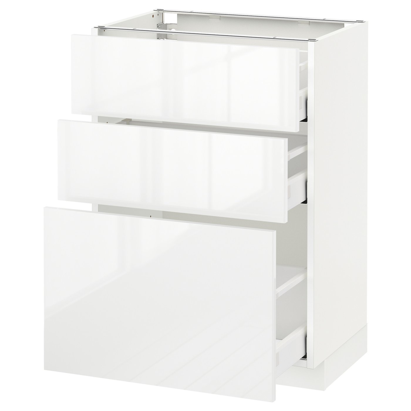 METOD メトード ベースキャビネット 引き出し3段付, ホワイト
