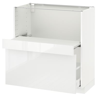 METOD メトード ベースキャビネット 引き出し式シェルフ/引き出し付き, ホワイト マキシメーラ/リンガフルト ホワイト, 80x41x80 cm