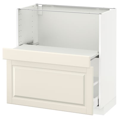 METOD メトード ベースキャビネット 引き出し式シェルフ/引き出し付き, ホワイト マキシメーラ/ボードビーン オフホワイト, 80x41x80 cm