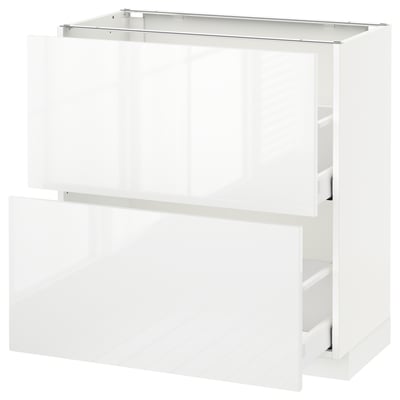 METOD メトード ベースキャビネット 引き出し2段付き, ホワイト マキシメーラ/リンガフルト ホワイト, 80x41x80 cm