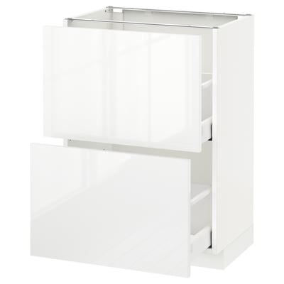METOD メトード ベースキャビネット 引き出し2段付き, ホワイト マキシメーラ/リンガフルト ホワイト, 60x41x80 cm